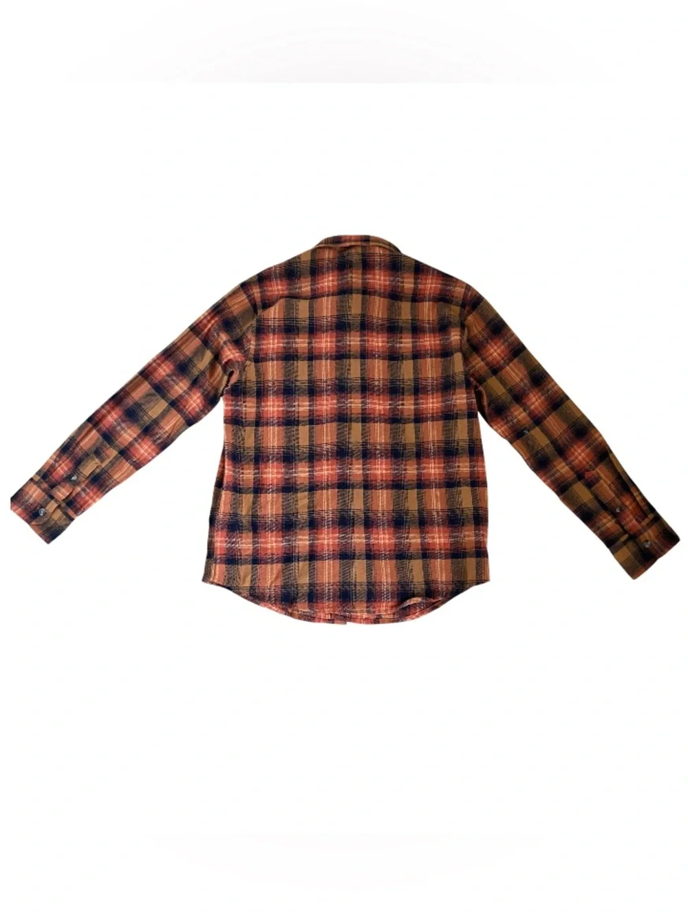 OLD NAVY Orange Black Plaid Button-Down Flannel Boys Shirt Size XL 14/16